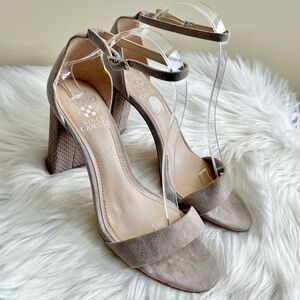 Vince Camuto Suede Gray Malissa Block Heels